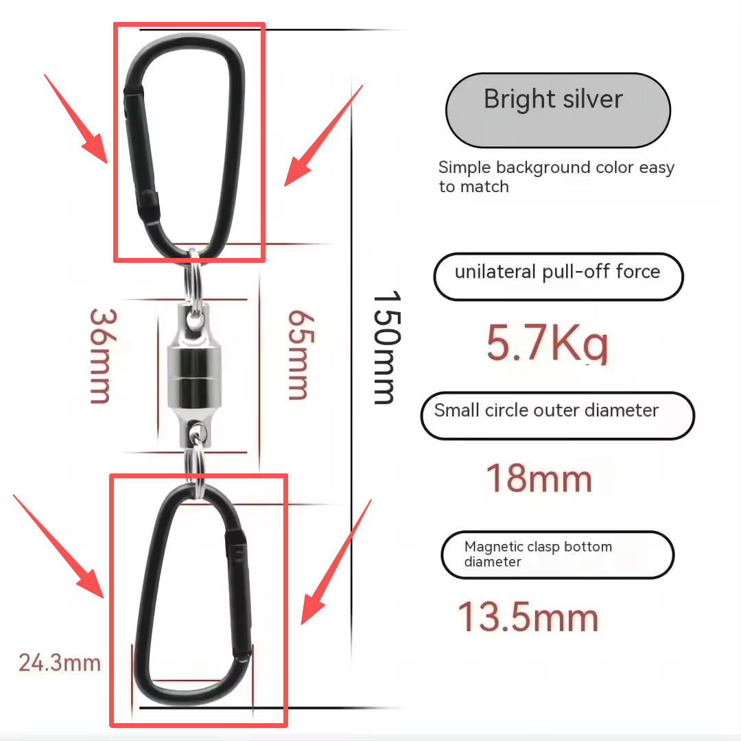 Neodymium Hat Clip Fly Fishing Coil Release Strong N52 Personalized Carabiner Metal Magnet Neodymium Button Magnetic Keychain