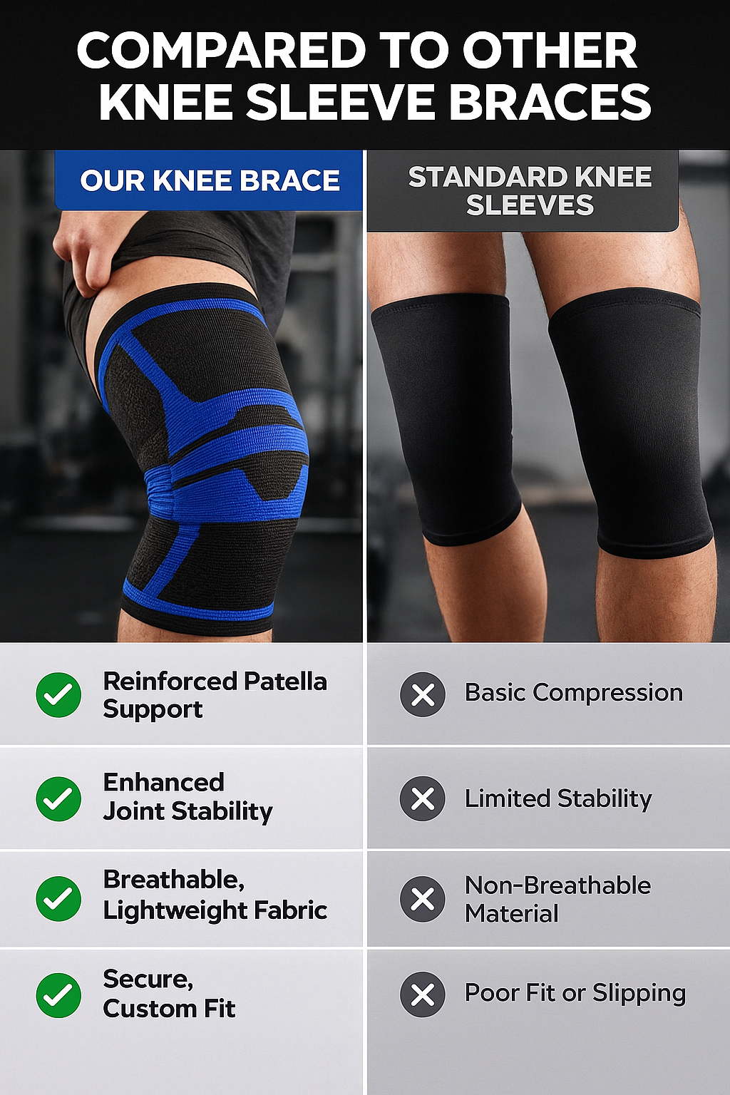 Sports Compression Knee Sleeve with Gel Pad – Stabilizing Support for Running, Basketball, Weightlifting, Gym Training & Injury Prevention (Breathable, Anti-Slip)