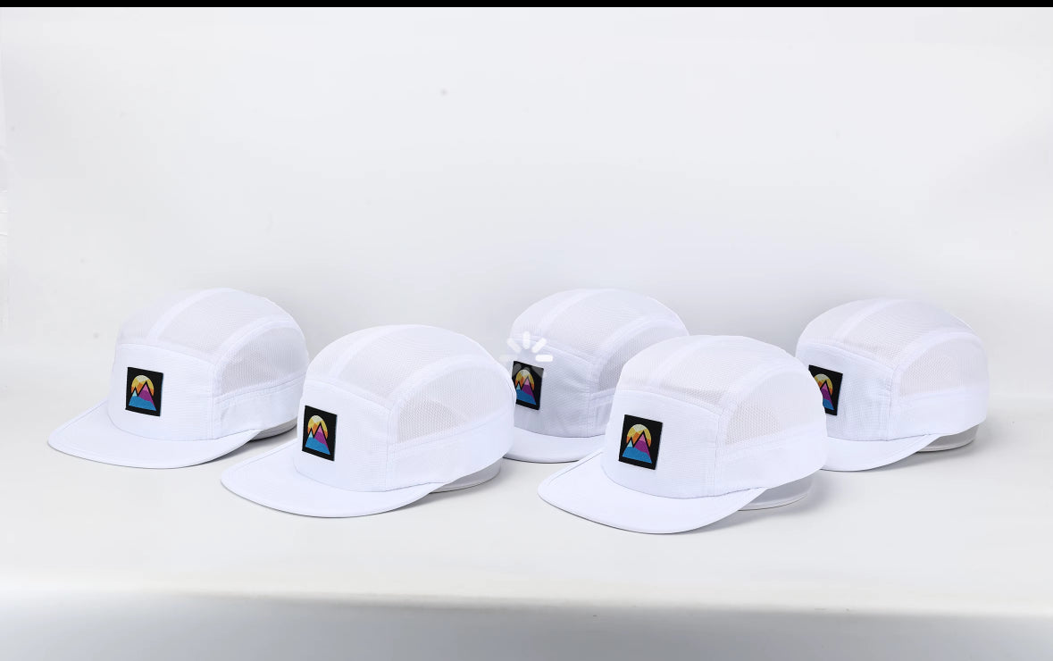 White Polyester Snapback Hat with Woven Label Logo & Magnetic Back Strap
