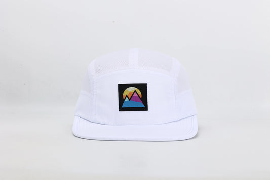 White Polyester Snapback Hat with Woven Label Logo & Magnetic Back Strap
