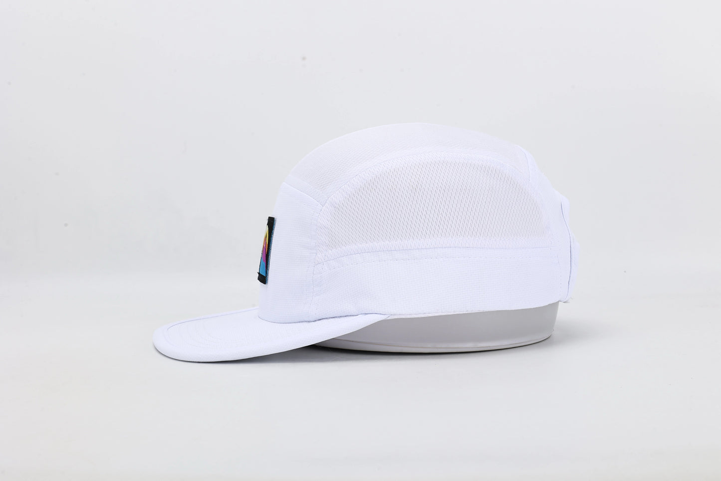 White Polyester Snapback Hat with Woven Label Logo & Magnetic Back Strap