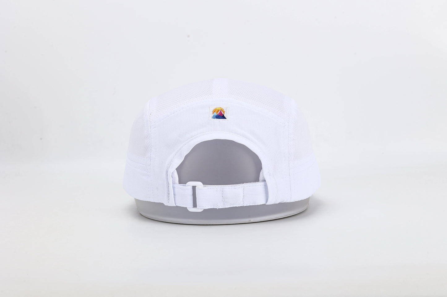 White Polyester Snapback Hat with Woven Label Logo & Magnetic Back Strap