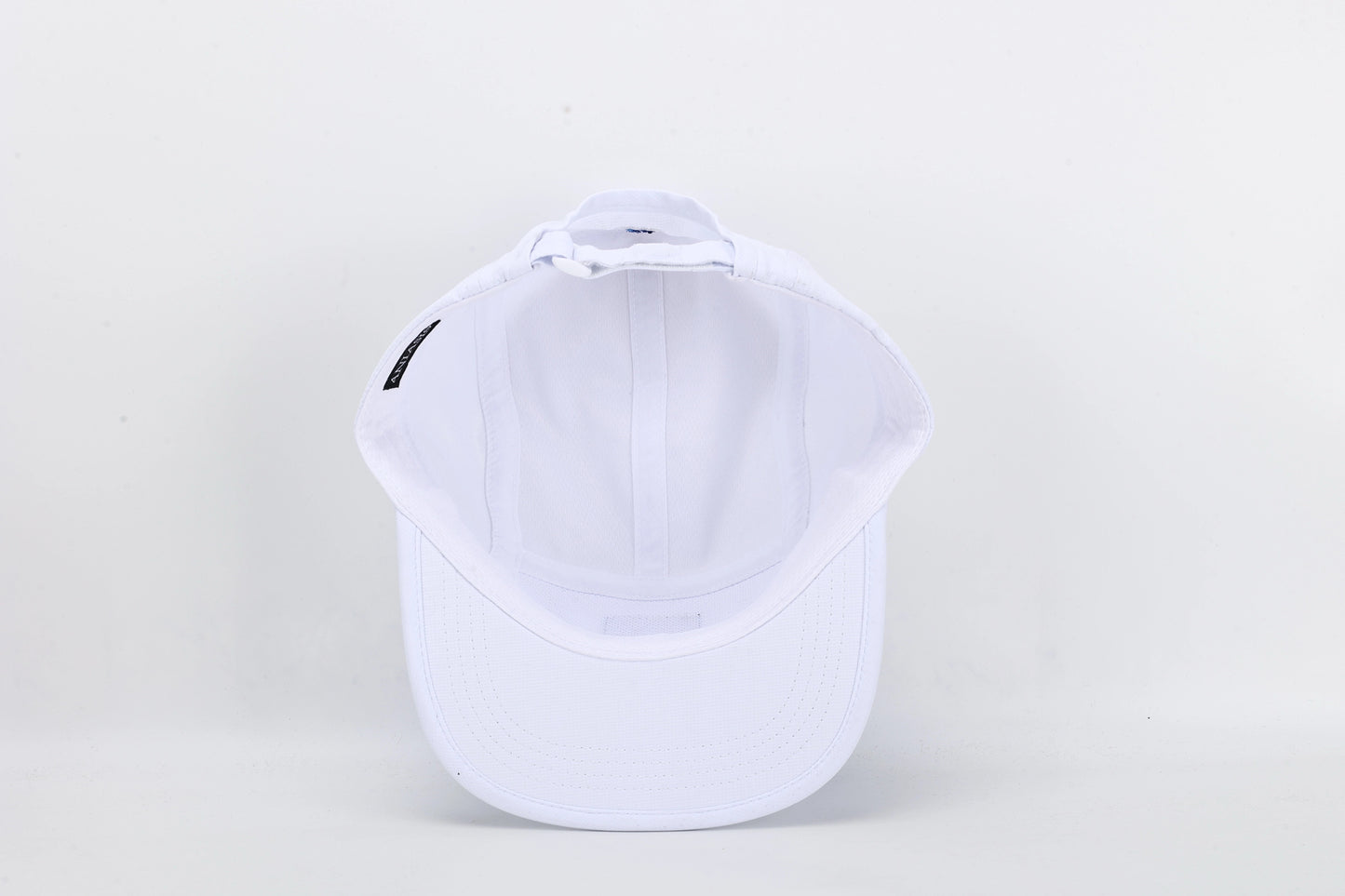 White Polyester Snapback Hat with Woven Label Logo & Magnetic Back Strap