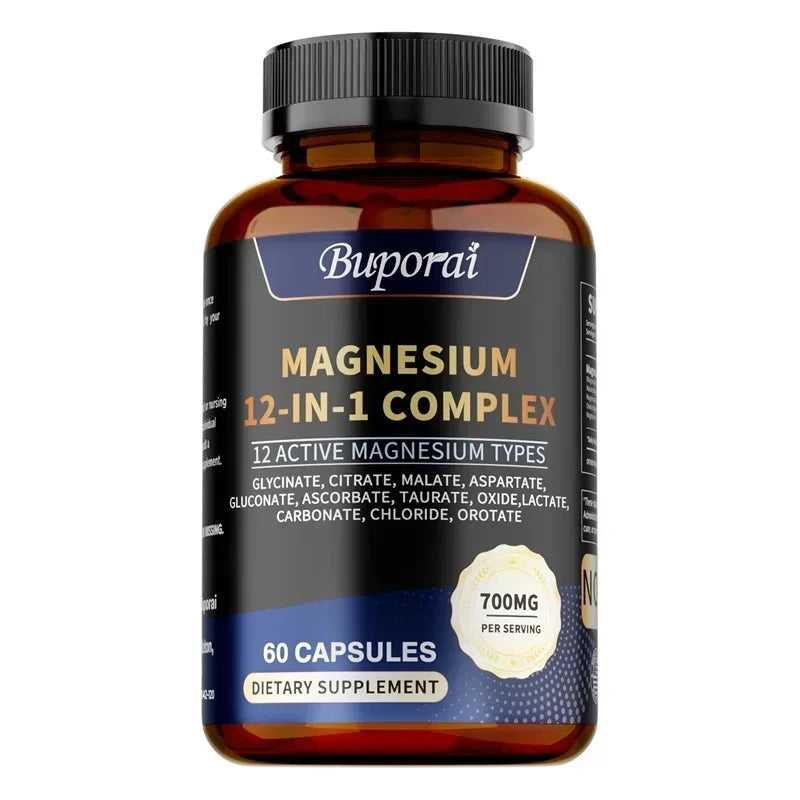 Magnesium Complex Capsules - Supports Bone, Digestive and Sleep Health, Relieves Leg Cramps, Soothes Nerves and Boosts Energy