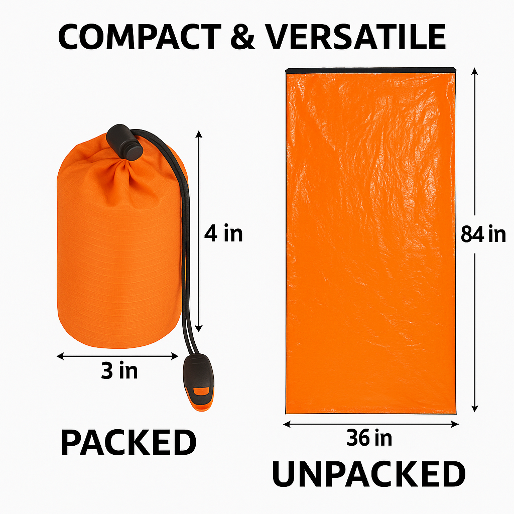 Ultra-light Waterproof Bivy Sack Emergency Sleeping Bag – Thermal Blanket, Envelope Style, Multi-Purpose Survival Gear for Camping, Hiking, and Outdoor Emergency Preparedness