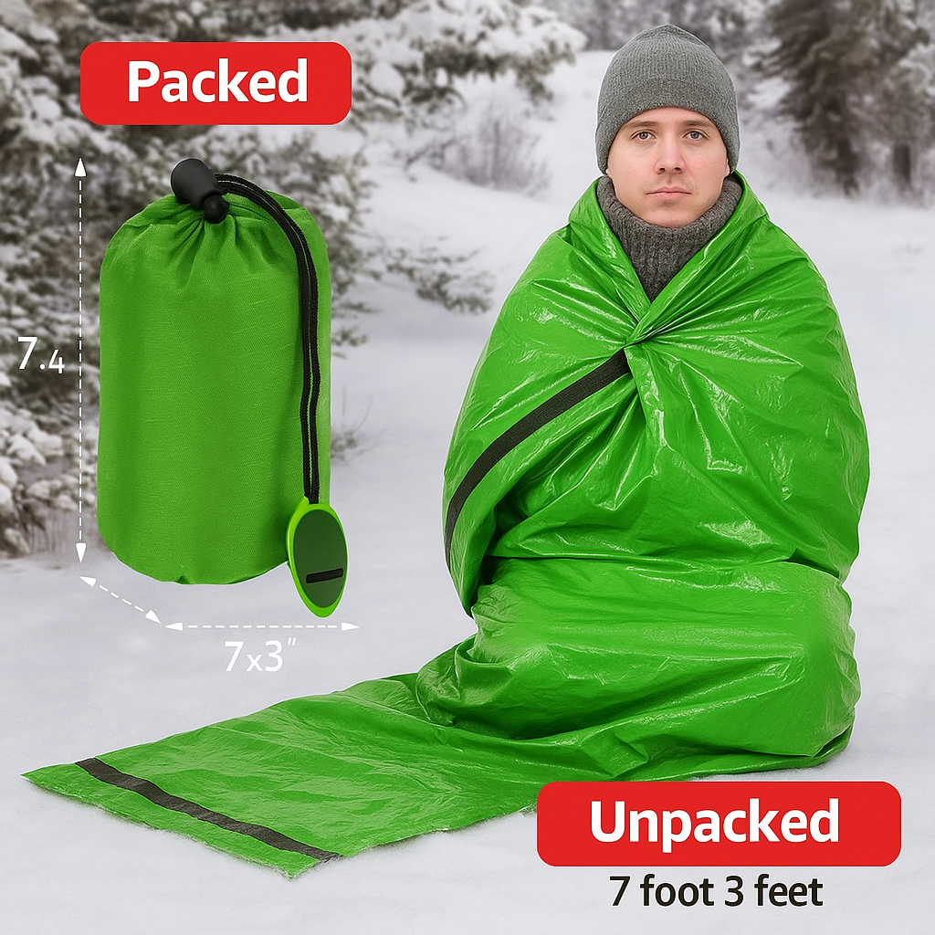 Ultra-light Waterproof Bivy Sack Emergency Sleeping Bag – Thermal Blanket, Envelope Style, Multi-Purpose Survival Gear for Camping, Hiking, and Outdoor Emergency Preparedness